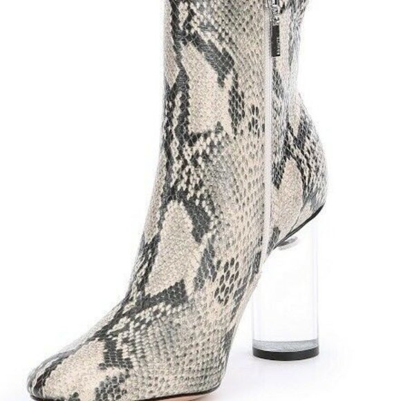 SCHUTZ Shoes - SCHUTZ Pally Snake Print Clear Heel Booties Size 6 NWT